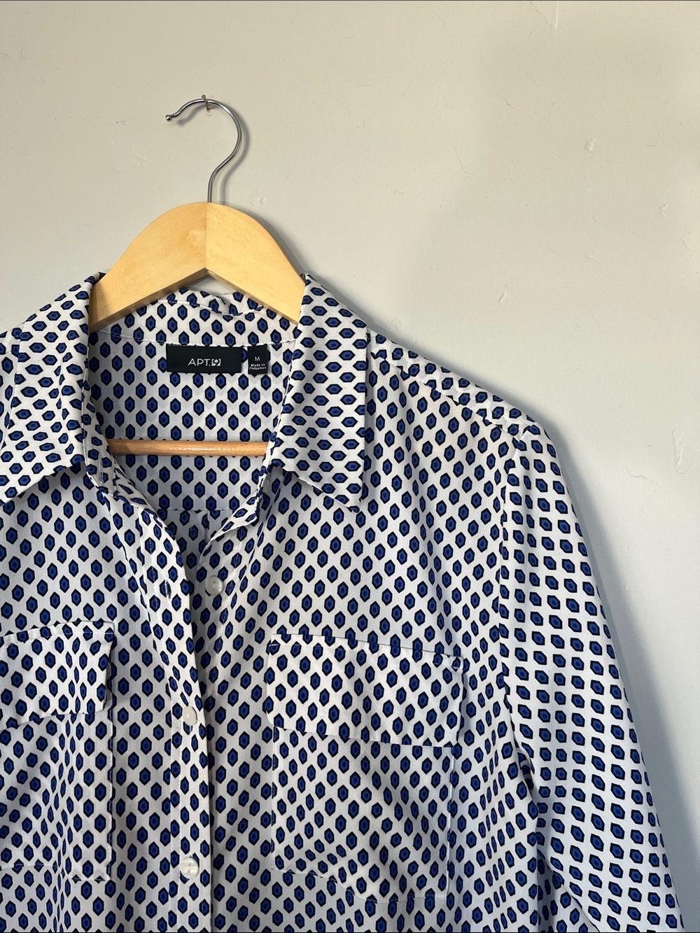 Apt. 9 | Navy, Black and White Patterned Button-Down Shirt